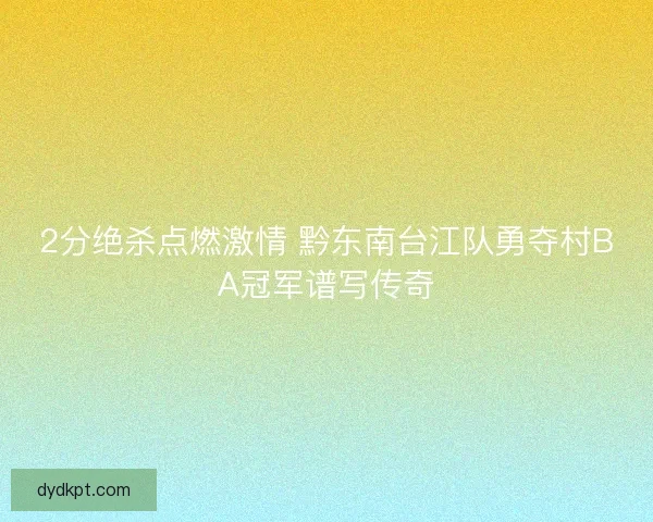 2分绝杀点燃激情 黔东南台江队勇夺村BA冠军谱写传奇