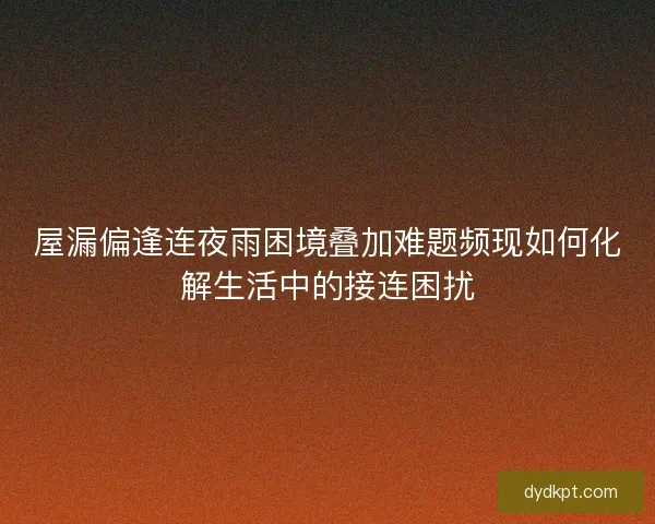 屋漏偏逢连夜雨困境叠加难题频现如何化解生活中的接连困扰